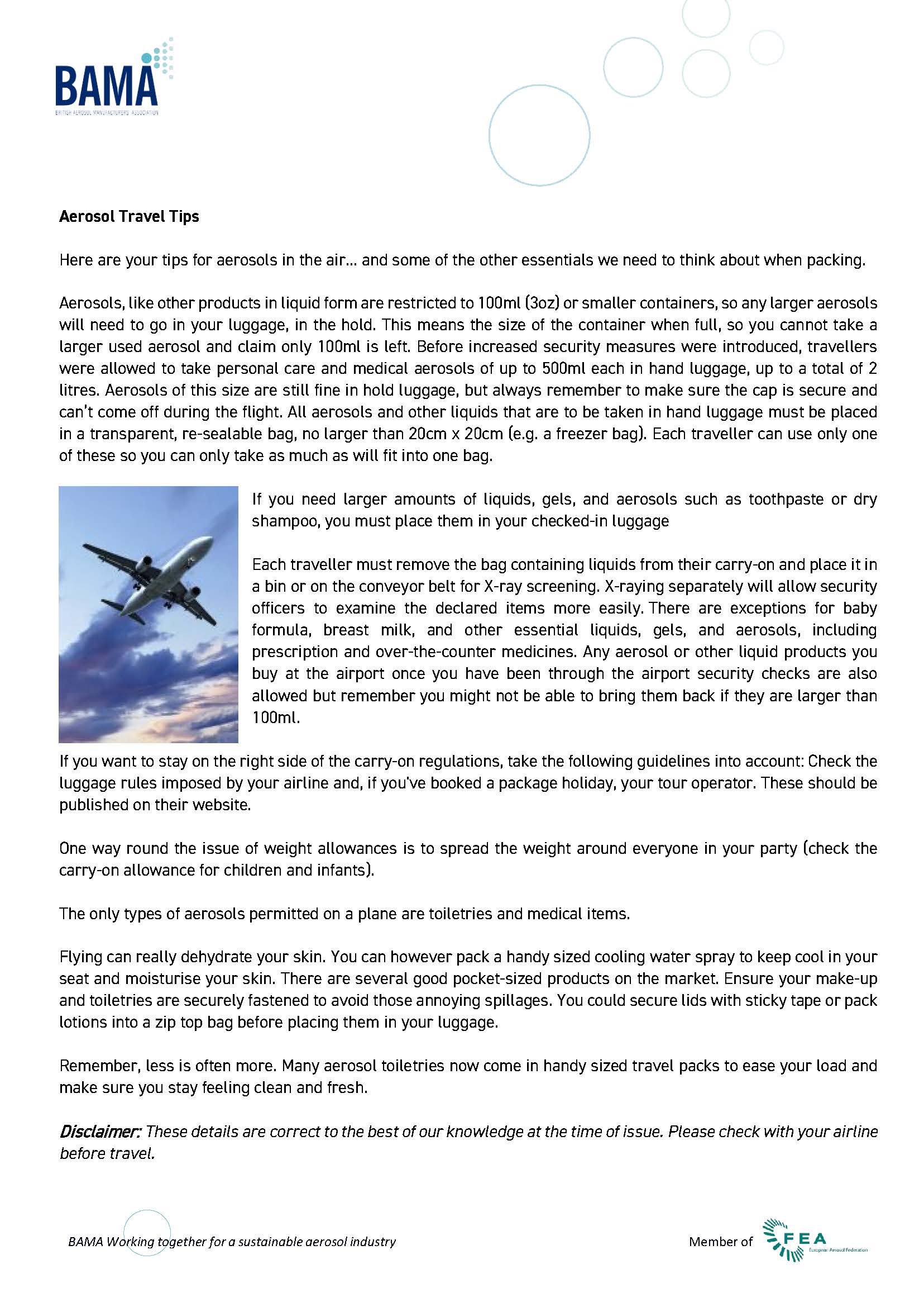 Aerosol Travel Tips